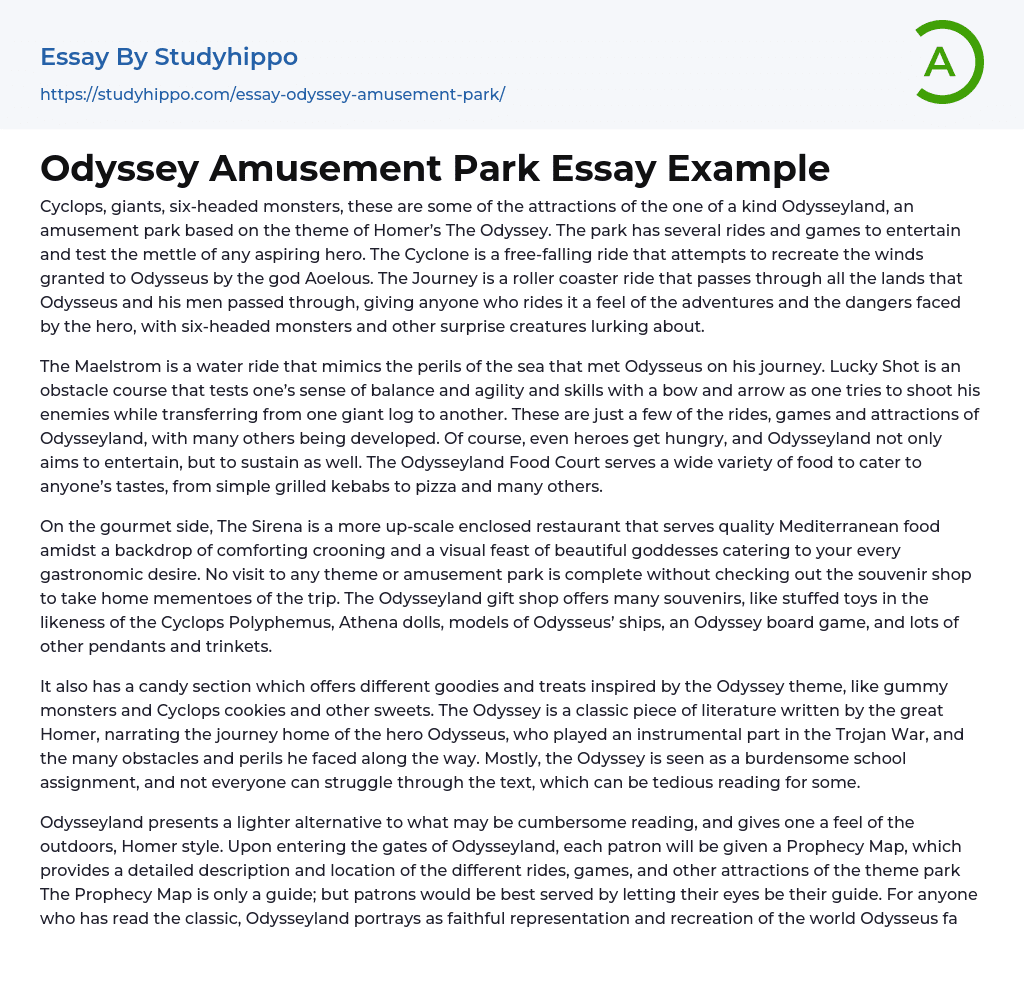 Odyssey Amusement Park Essay Example