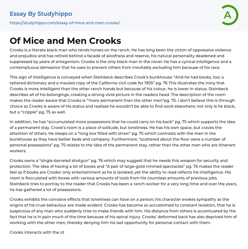 of mice and men crooks essay