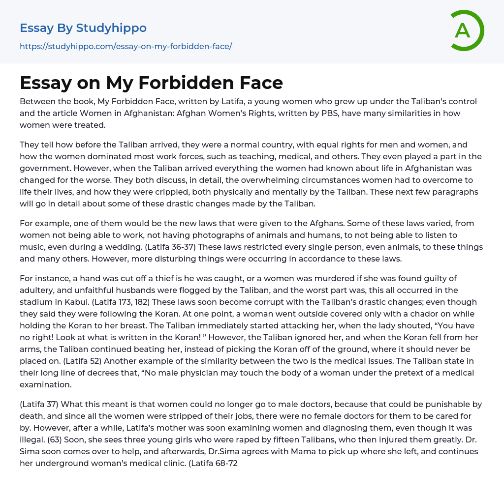 Essay on My Forbidden Face