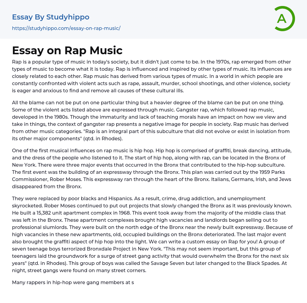 rap music extended essay