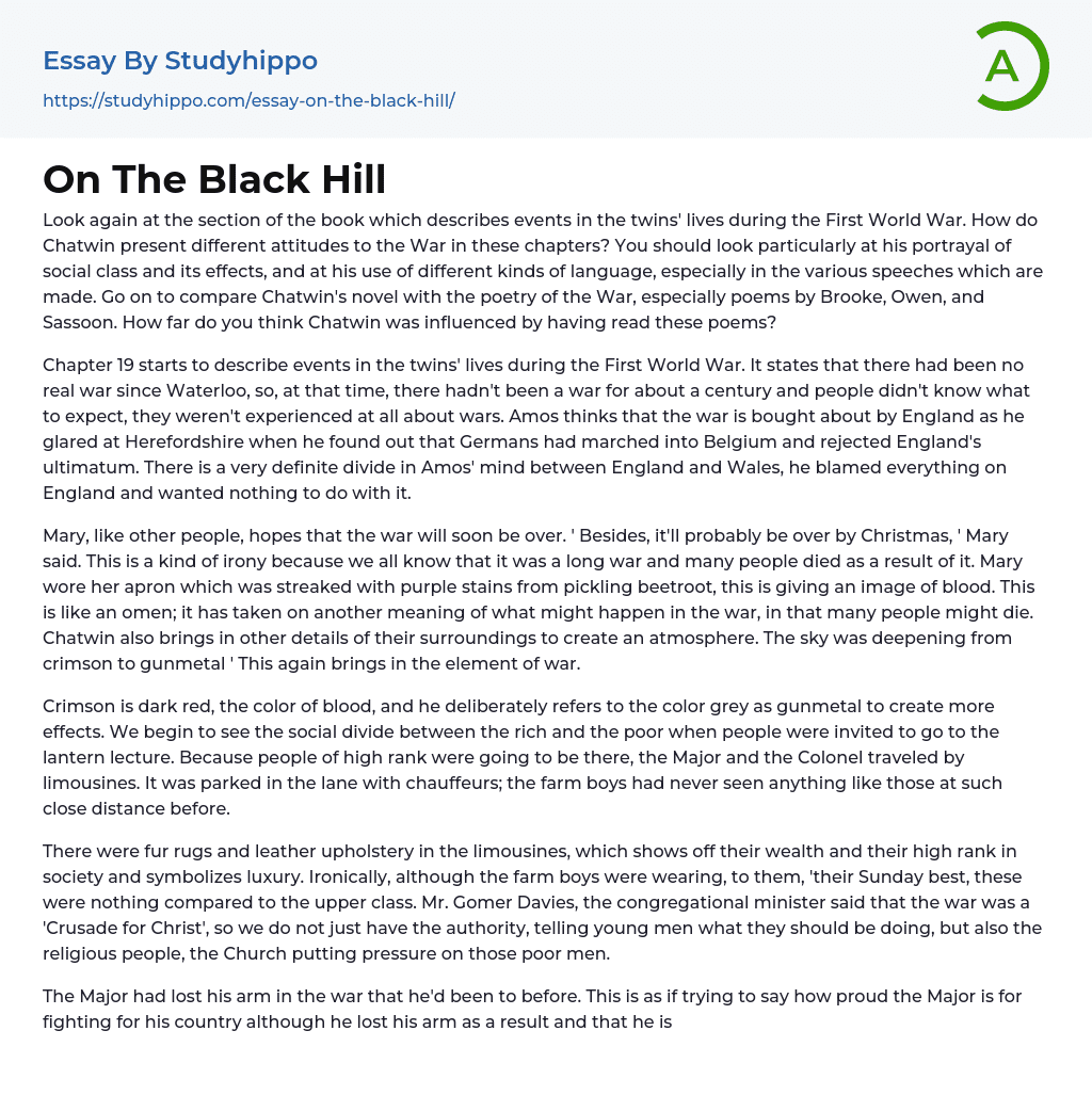 On The Black Hill Essay Example