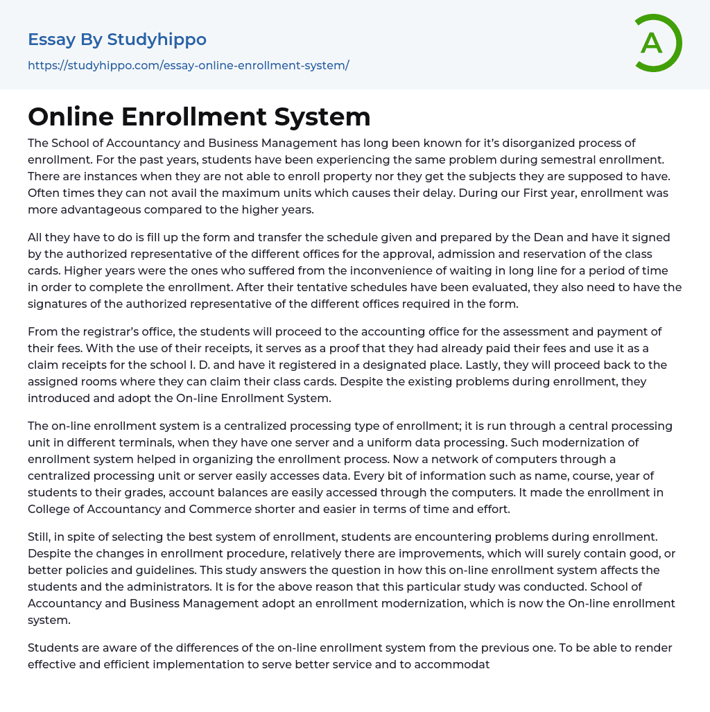 online enrollment system thesis