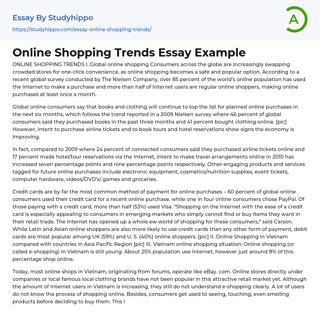 Online Shopping Trends Essay Example