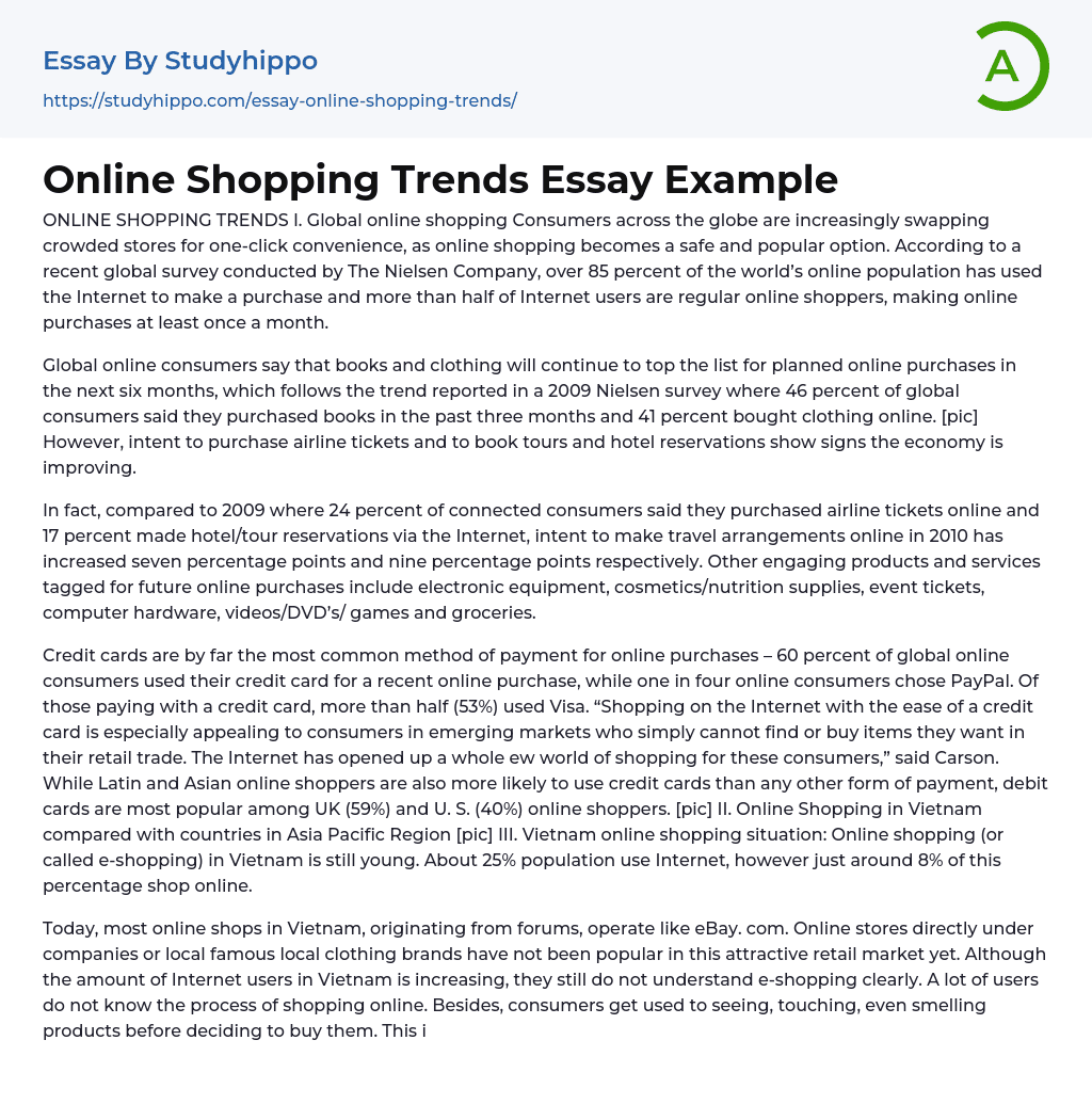 Online Shopping Trends Essay Example StudyHippo