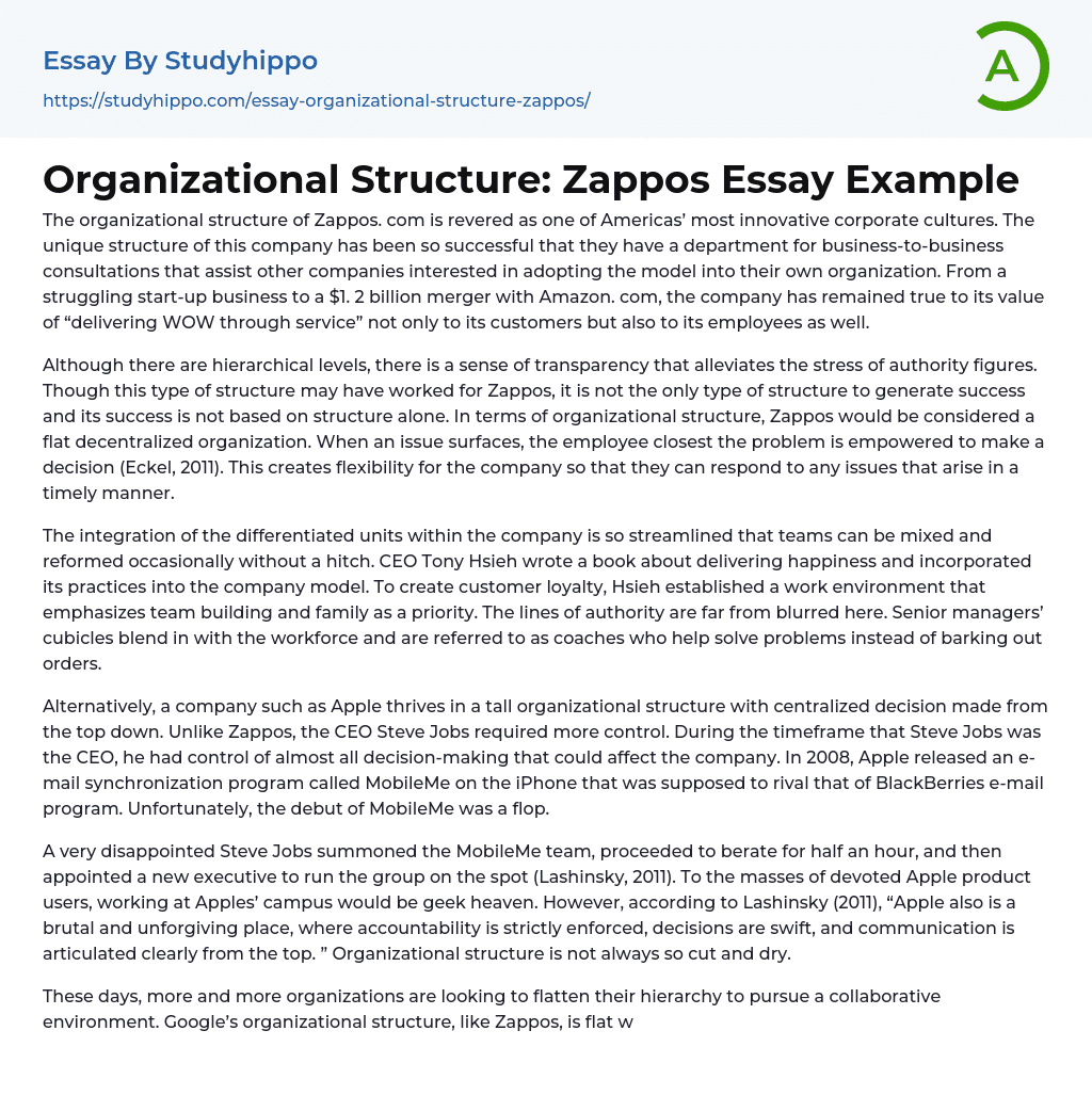 sample essay about organization