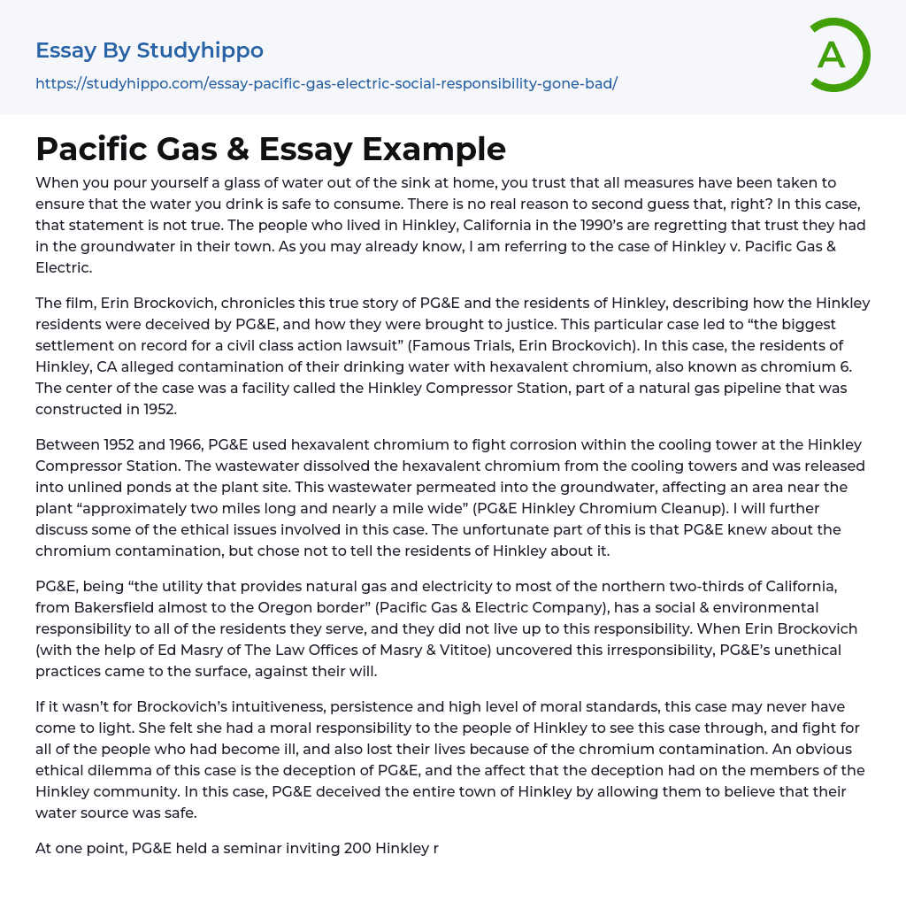 Pacific Gas &amp Essay Example