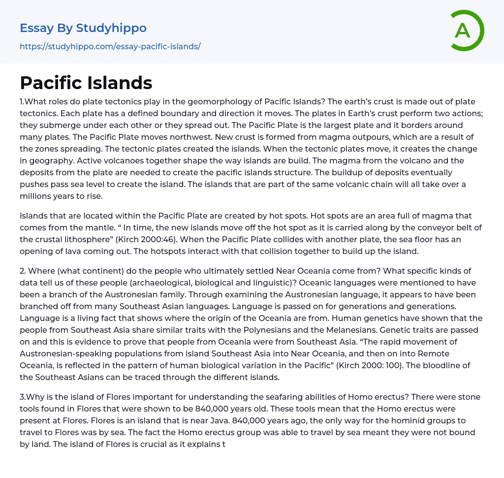 Pacific Islands Essay Example