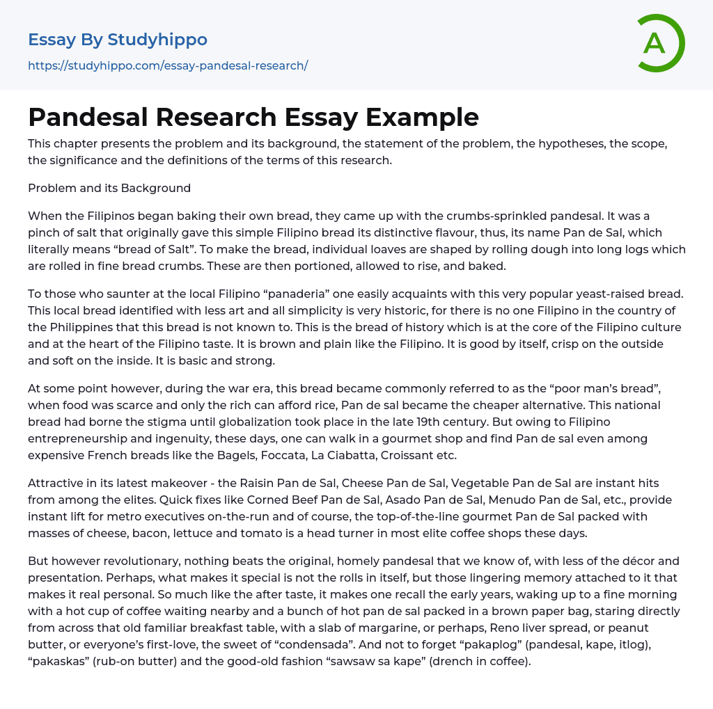 Pandesal Research Essay Example