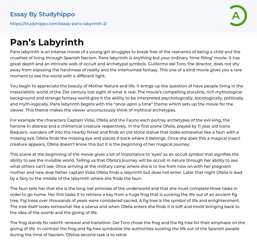 Pan’s Labyrinth Essay Example