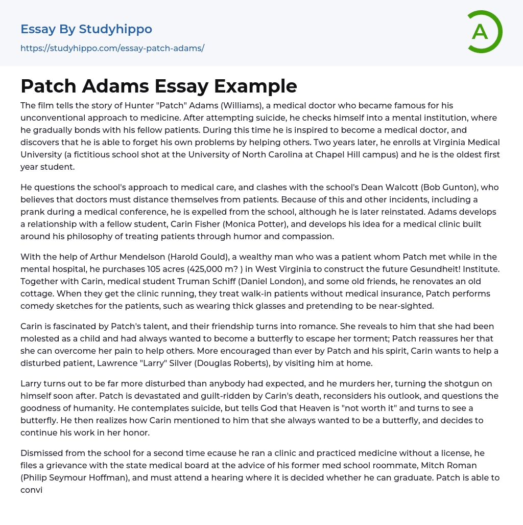 Patch Adams Essay Example