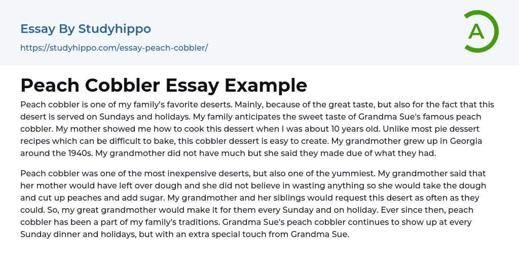 Peach Cobbler Essay Example