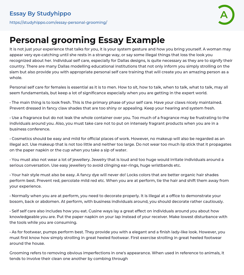 essay on self grooming