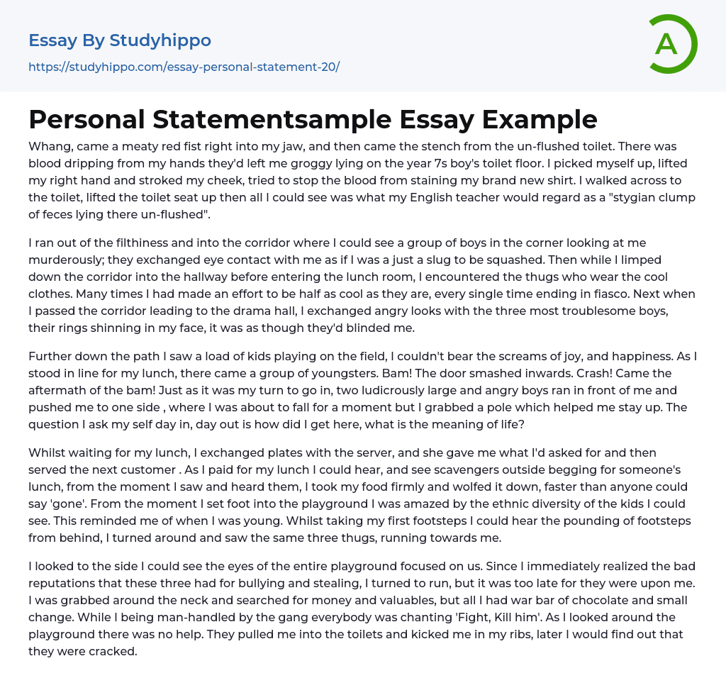 Personal Statementsample Essay Example