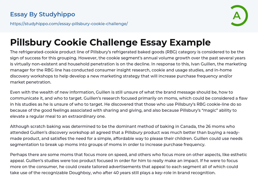 Pillsbury Cookie Challenge Essay Example