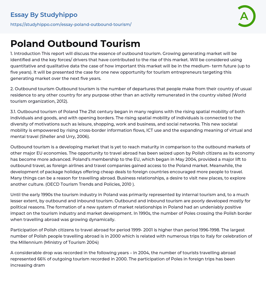 Poland Outbound Tourism Essay Example