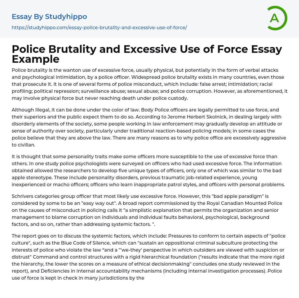 police brutality issue essay