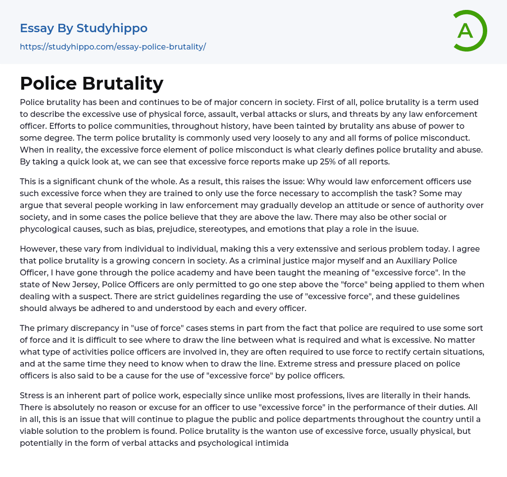 an essay on police brutality