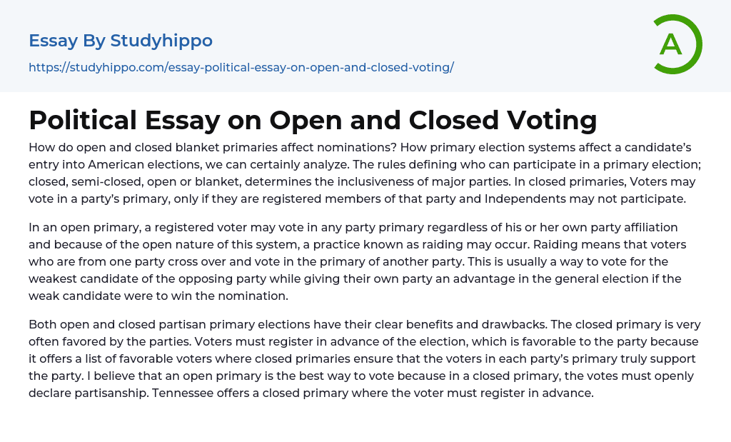 Political Essay on Open and Closed Voting