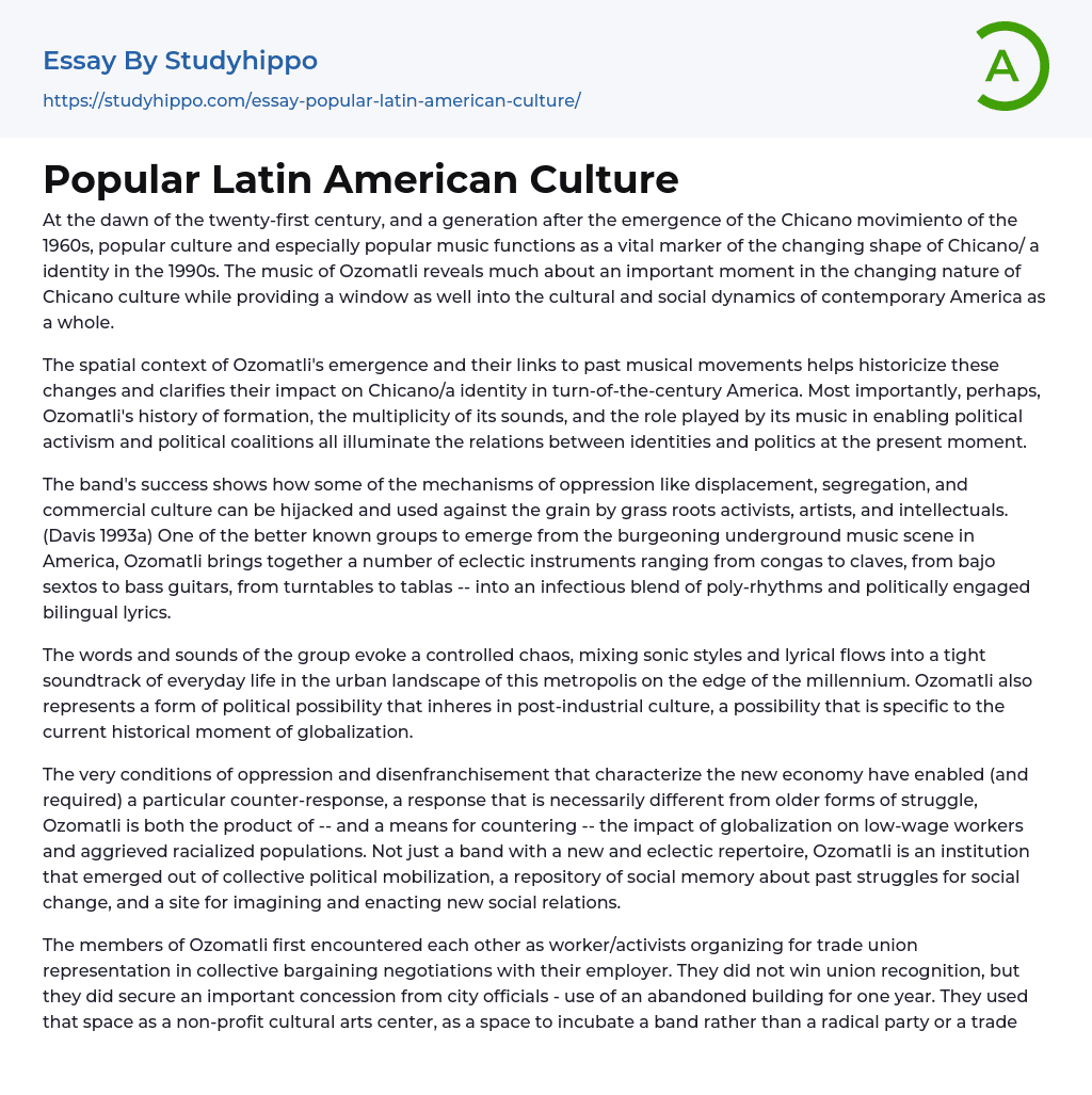 essay about latin america