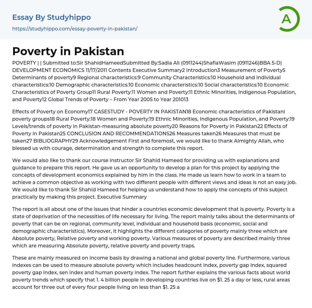 poverty in pakistan essay css