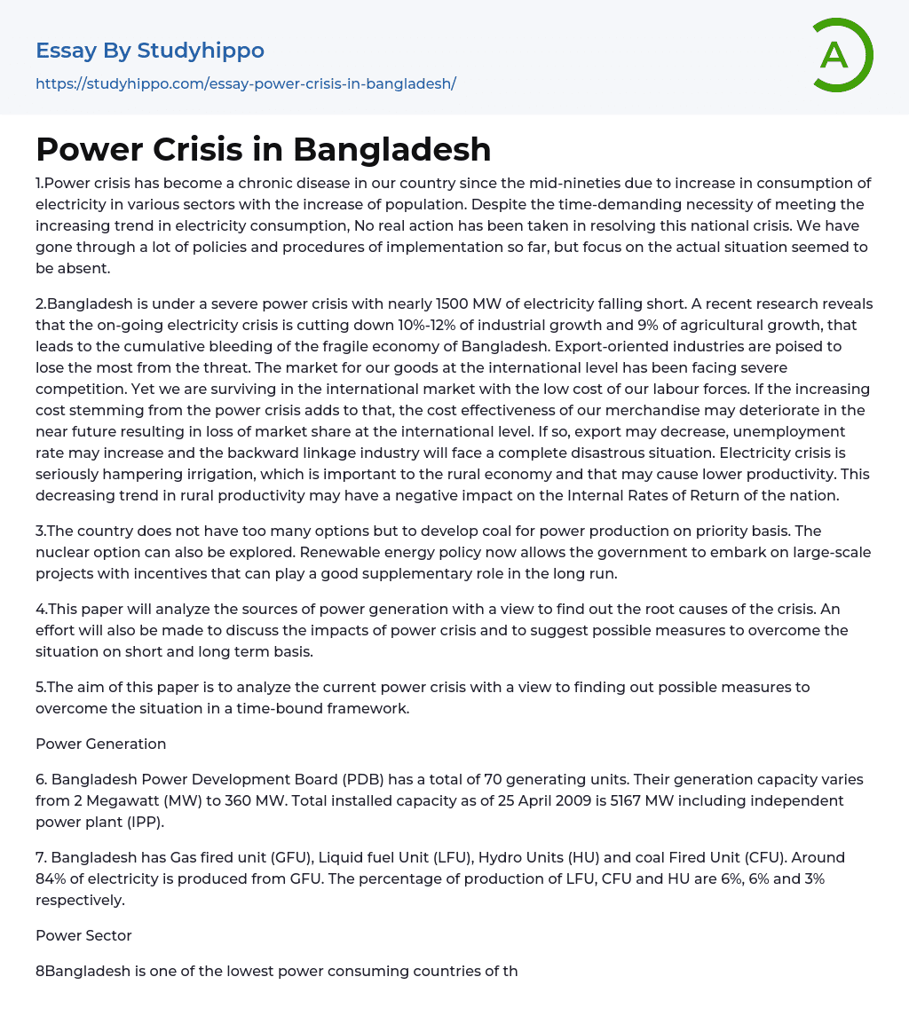 economic crisis in bangladesh essay