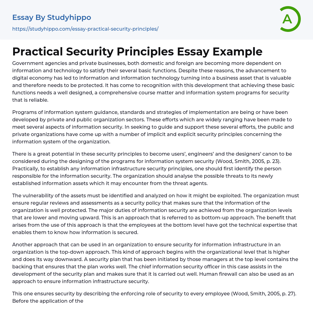 Practical Security Principles Essay Example