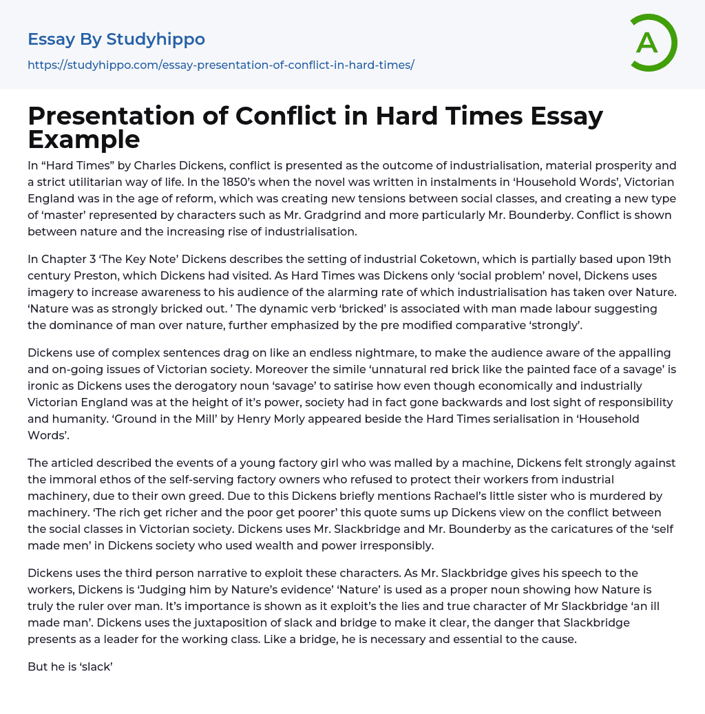 Presentation of Conflict in Hard Times Essay Example