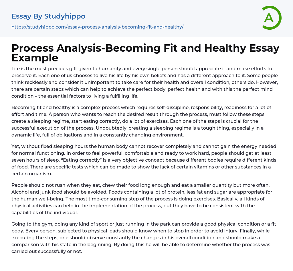 Process Analysis-Becoming Fit and Healthy Essay Example