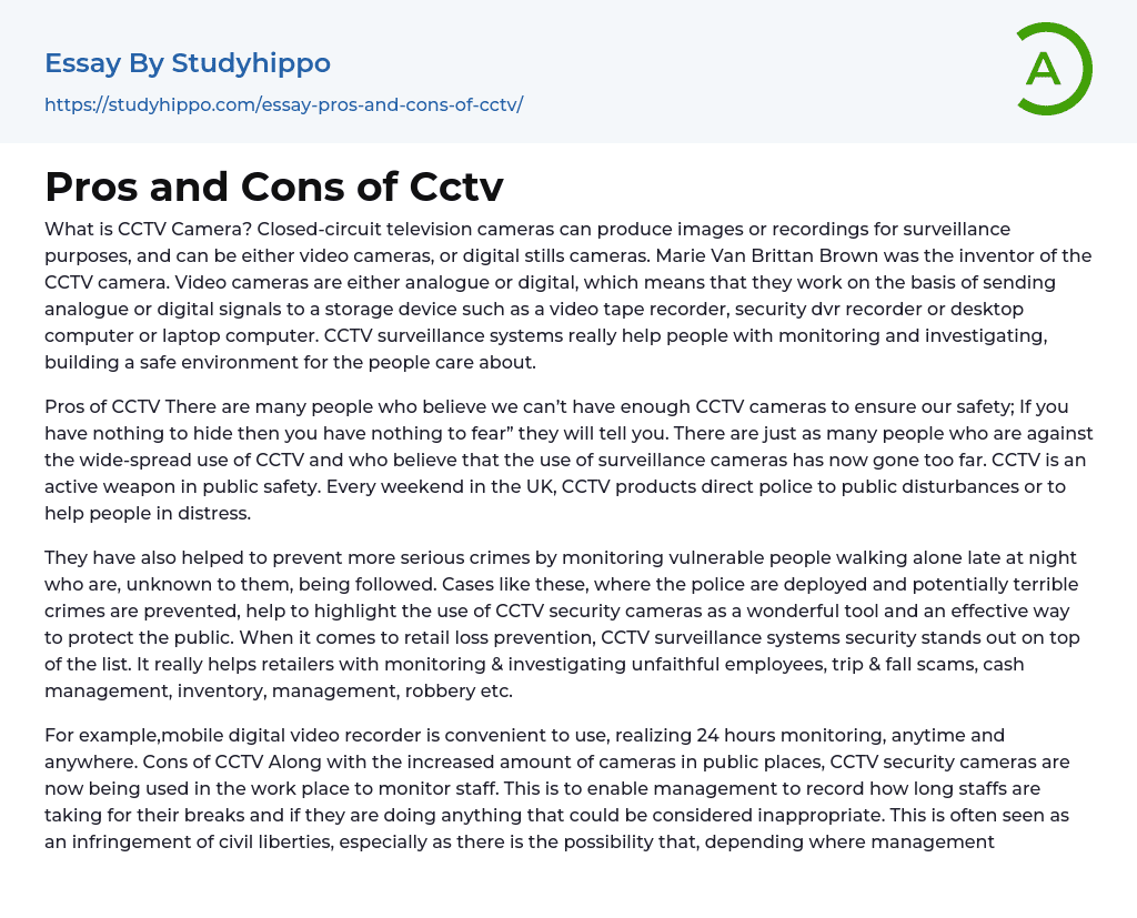 essay about cctv cameras
