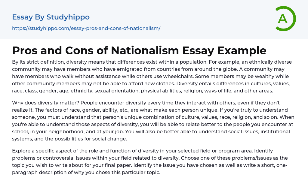 Pros and Cons of Nationalism Essay Example