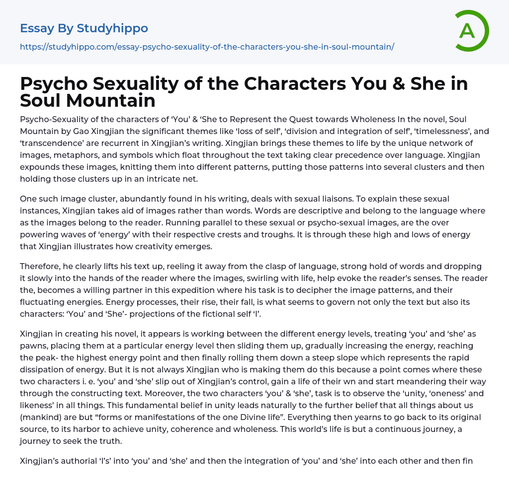 Psycho Sexuality of the Characters You & She in Soul Mountain Essay Example