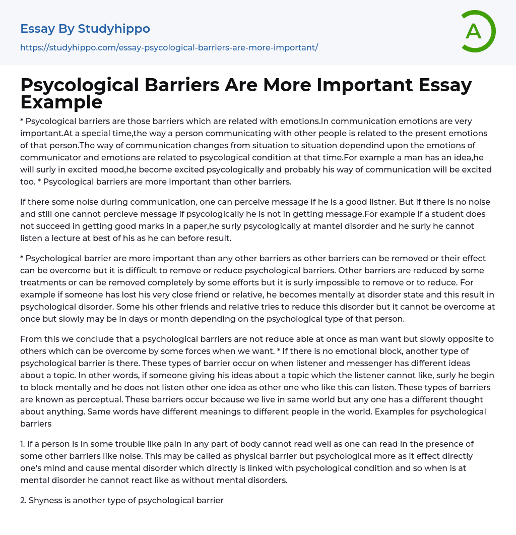 educational barrier essay example
