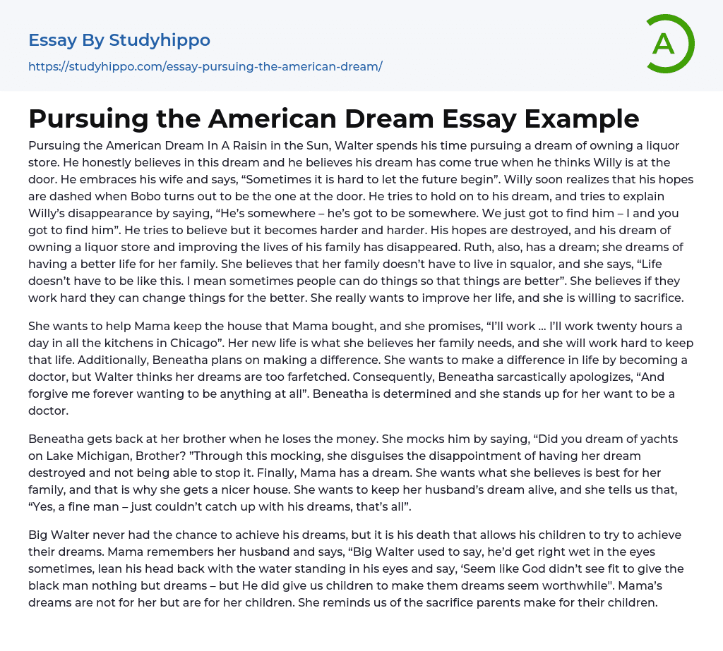 Pursuing the American Dream Essay Example