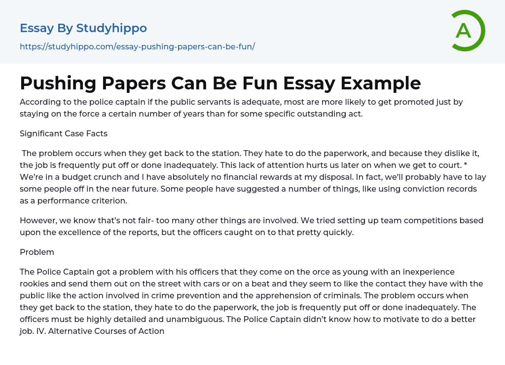 Pushing Papers Can Be Fun Essay Example