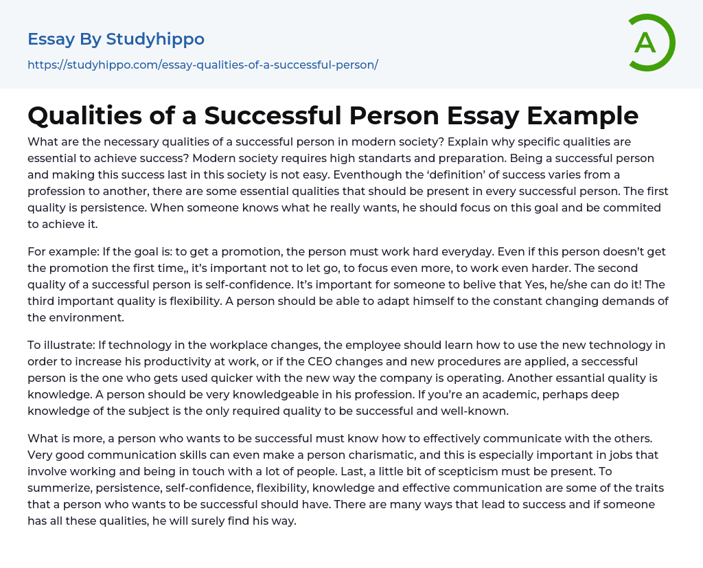 essay about successful employee