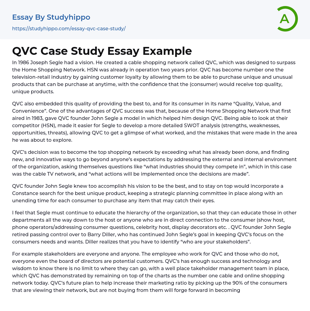 QVC Case Study Essay Example