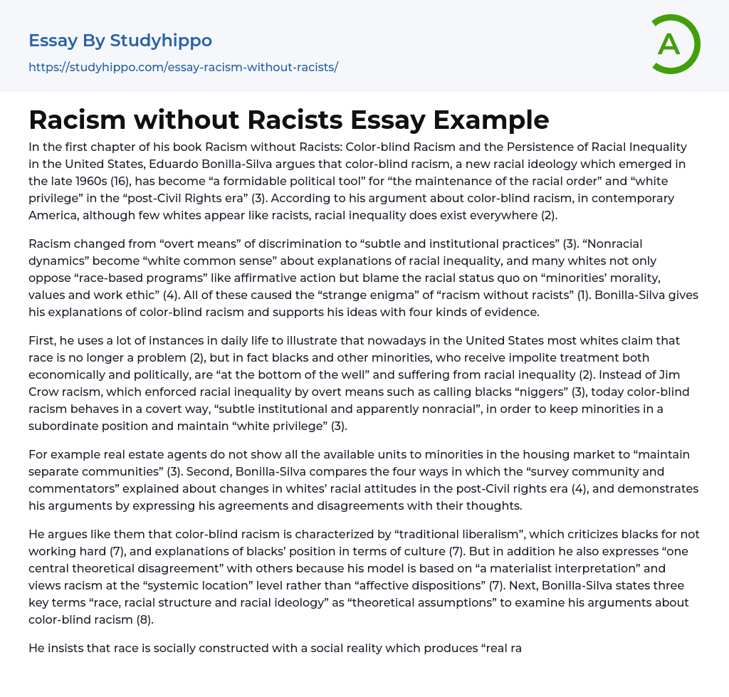 racism then and now essay