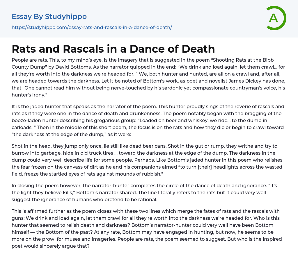 Rats and Rascals in a Dance of Death Essay Example