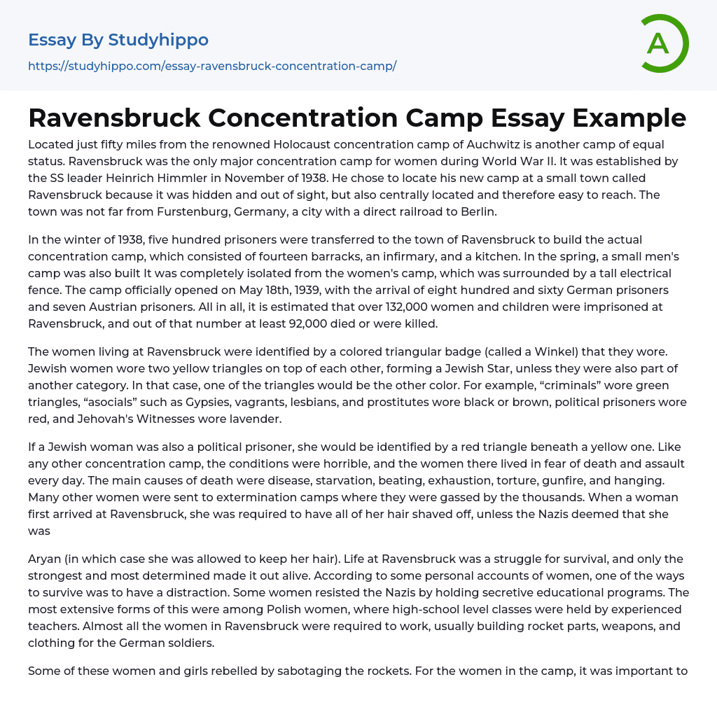 Ravensbruck Concentration Camp Essay Example