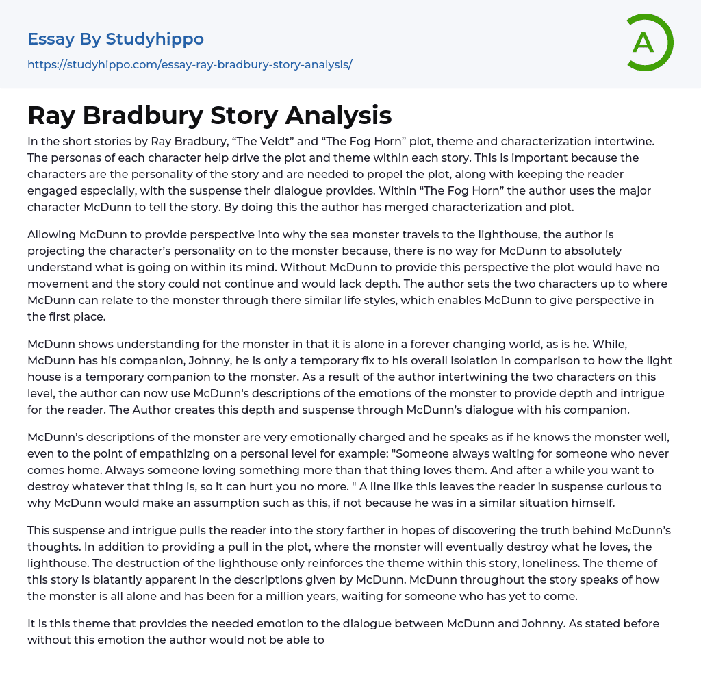 Ray Bradbury Story Analysis Essay Example