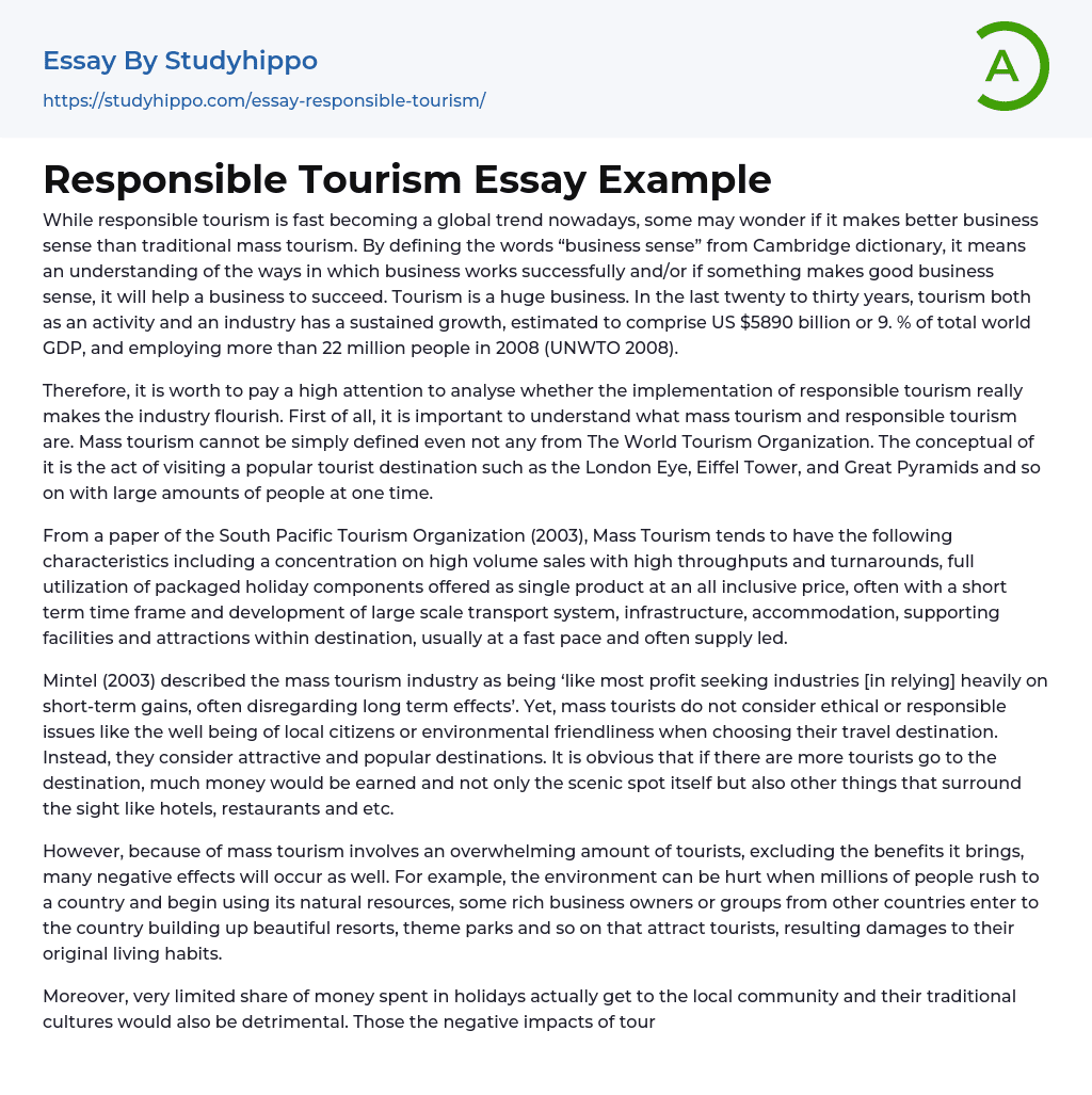 introduction to tourism essay