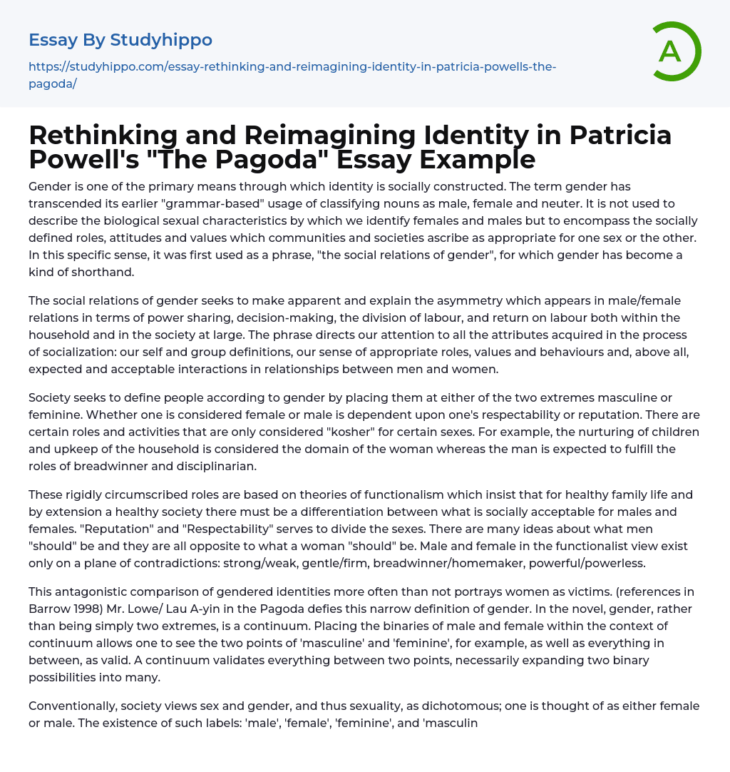 Rethinking and Reimagining Identity in Patricia Powell’s “The Pagoda” Essay Example