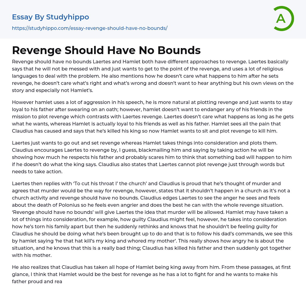 Revenge Should Have No Bounds Essay Example StudyHippo com