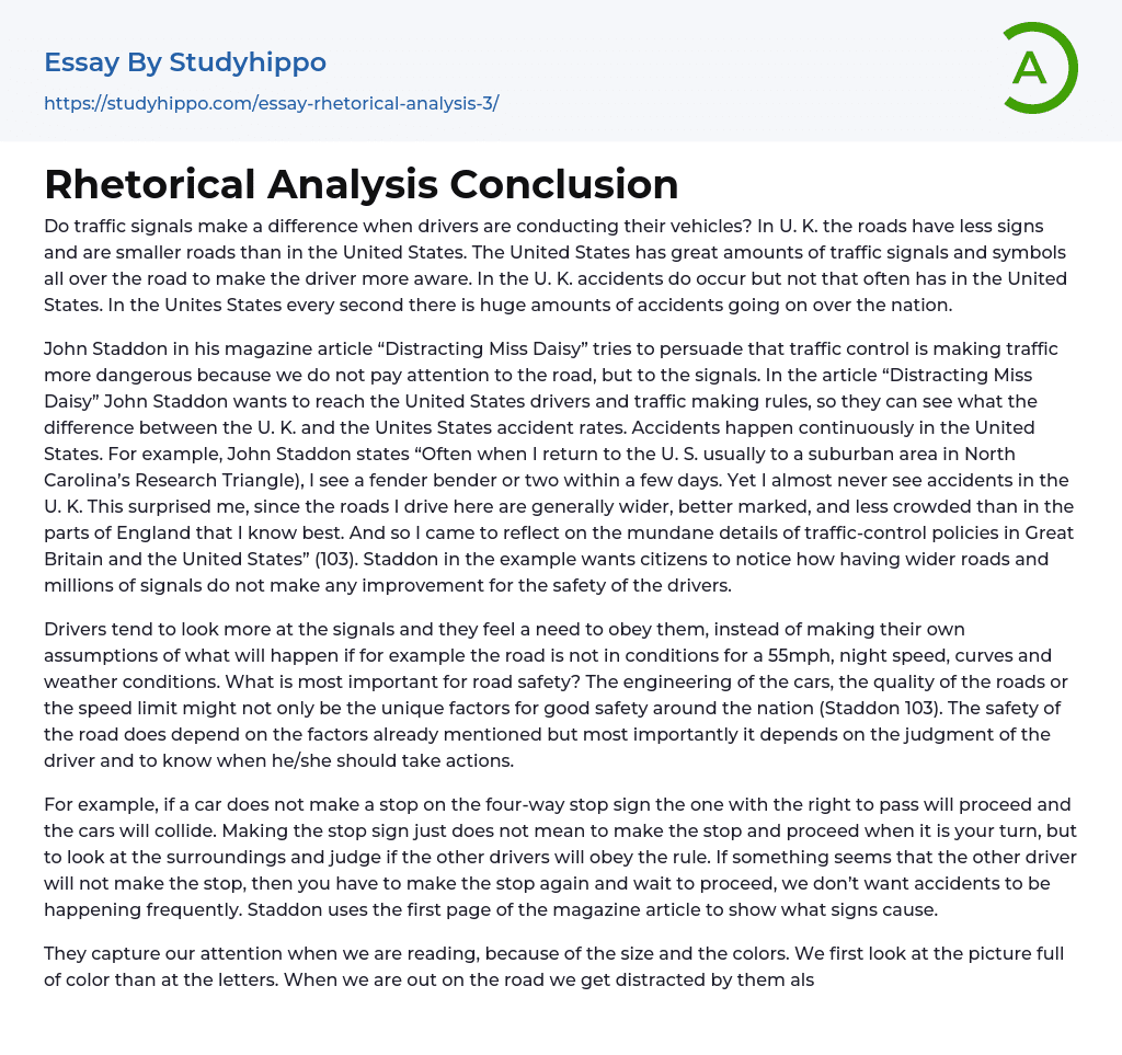 Rhetorical Analysis Conclusion Essay Example