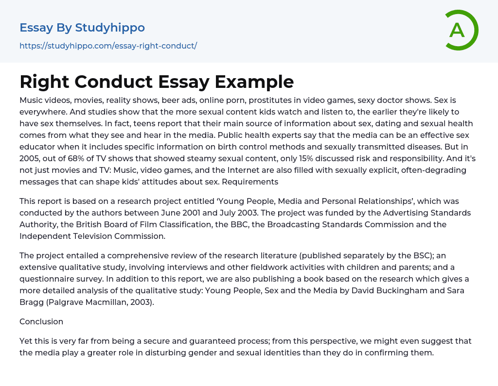 Right Conduct Essay Example
