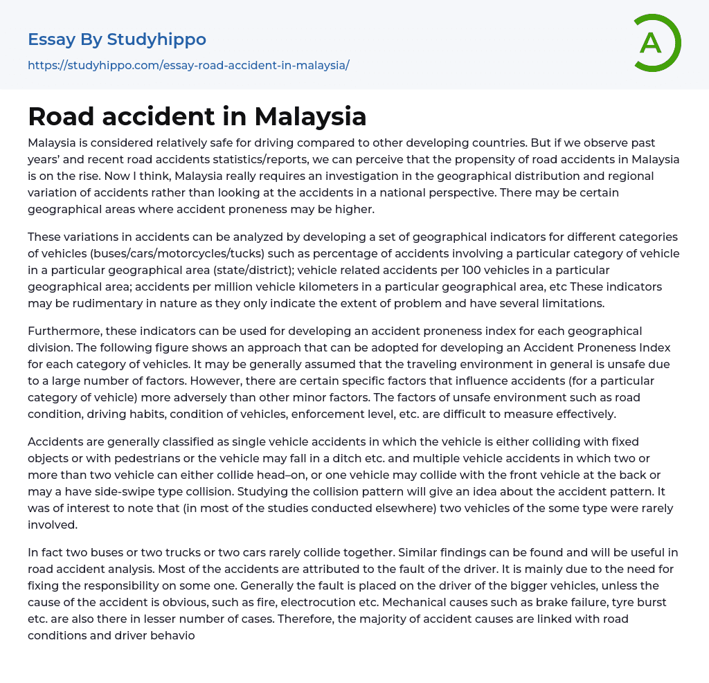 Road accident in Malaysia Essay Example