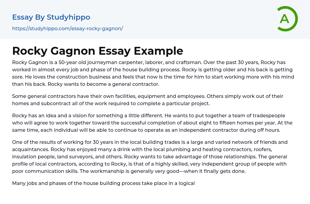 Rocky Gagnon Essay Example