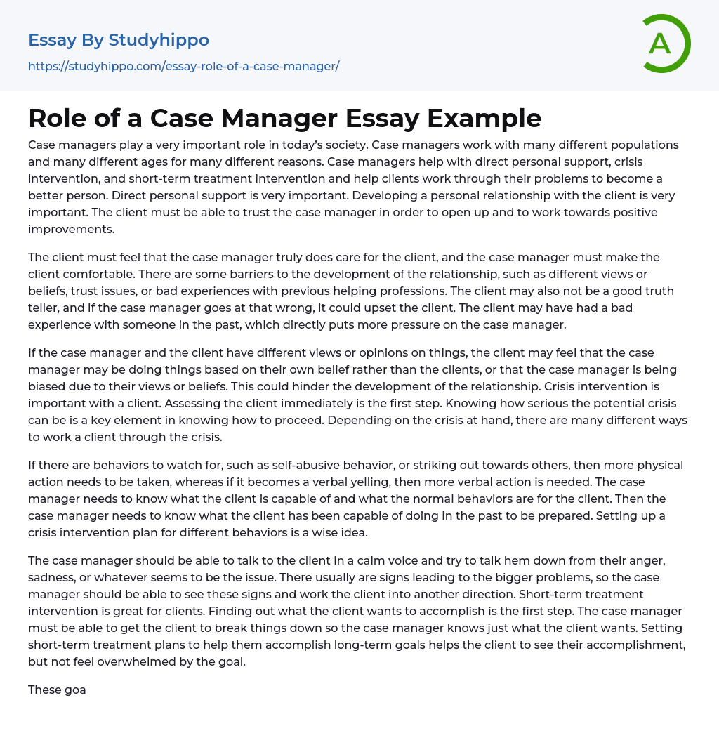 What Is The Role Of A Case Manager