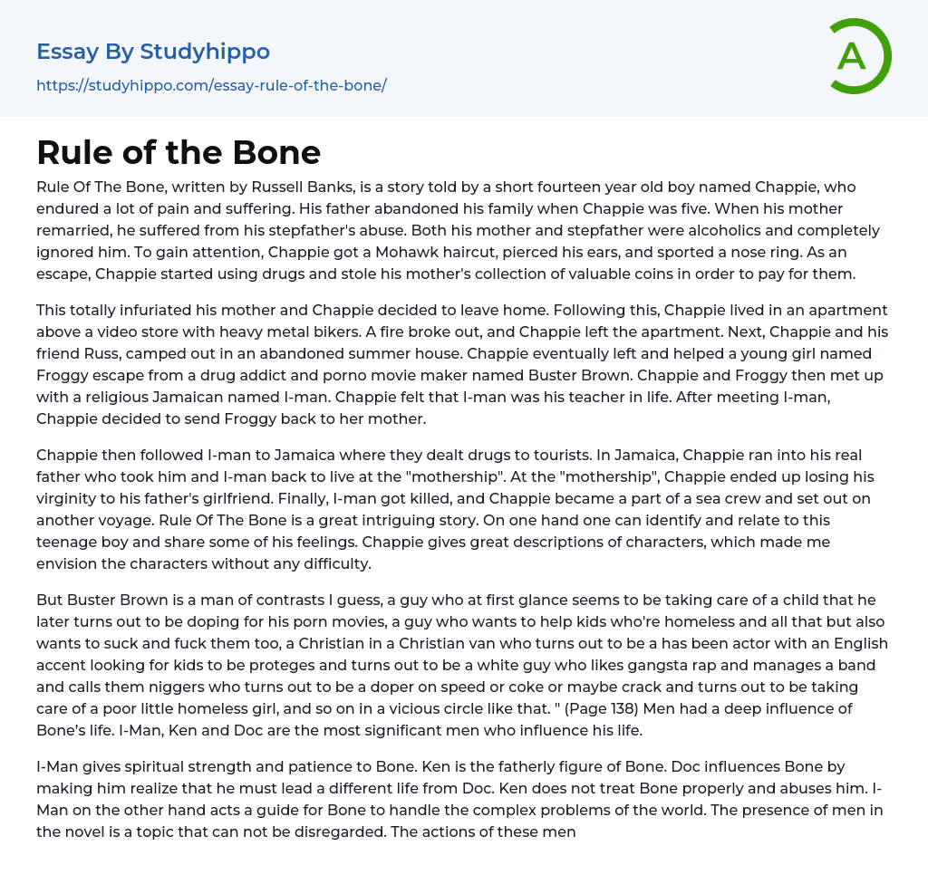 Rule of the Bone Essay Example