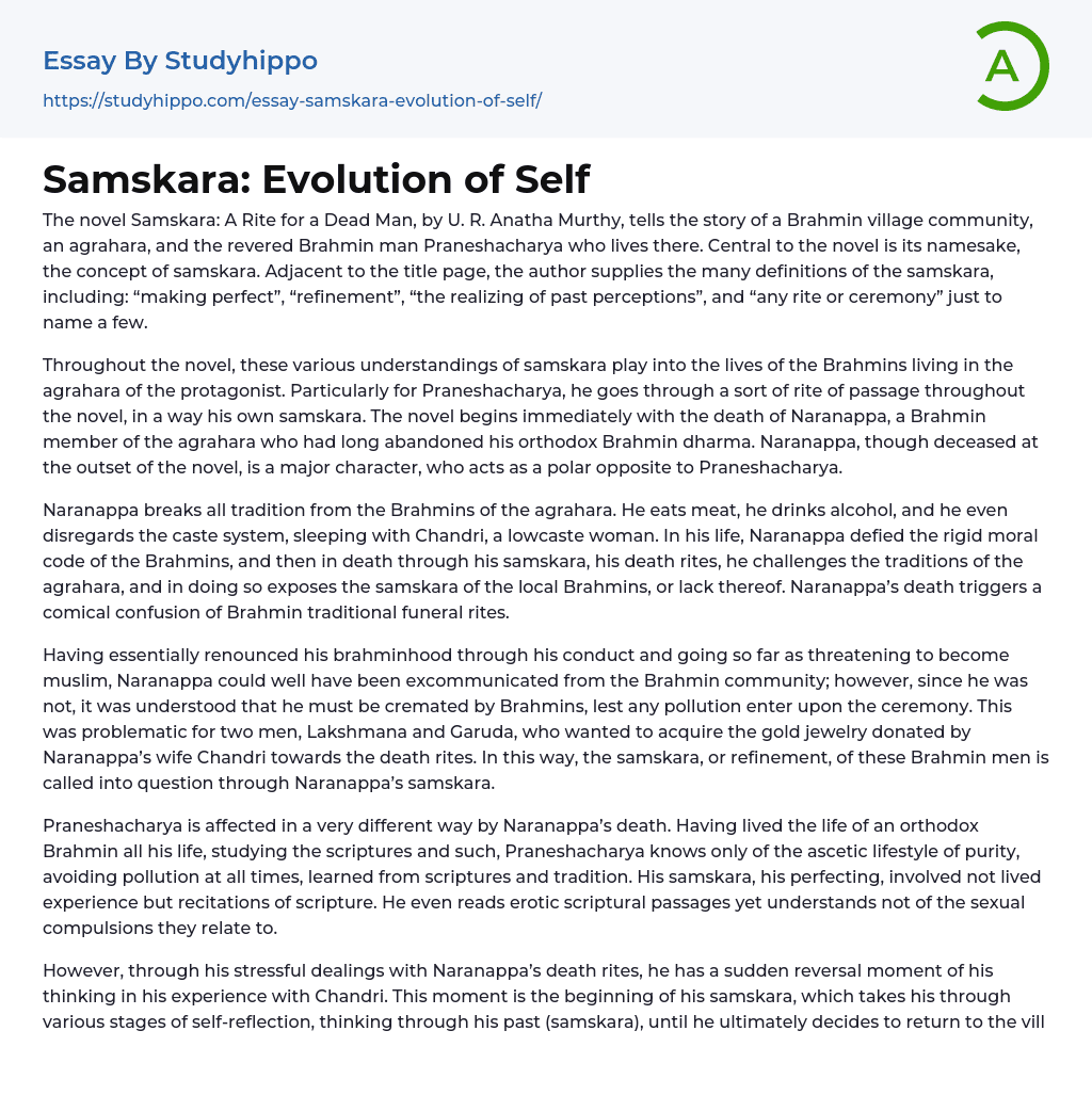 Samskara: Evolution of Self Essay Example